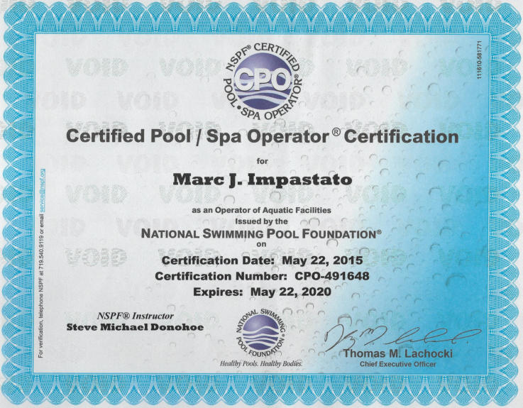 CPO Certification for Marc J. Impastato